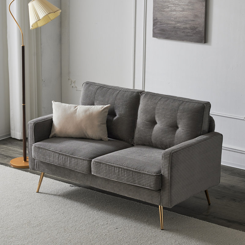 Balaton Upholstered 56.7'' Loveseat, Gray Corduroy