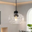 Luminaire suspendu tambour en verre martelé noir à hauteur ajustable