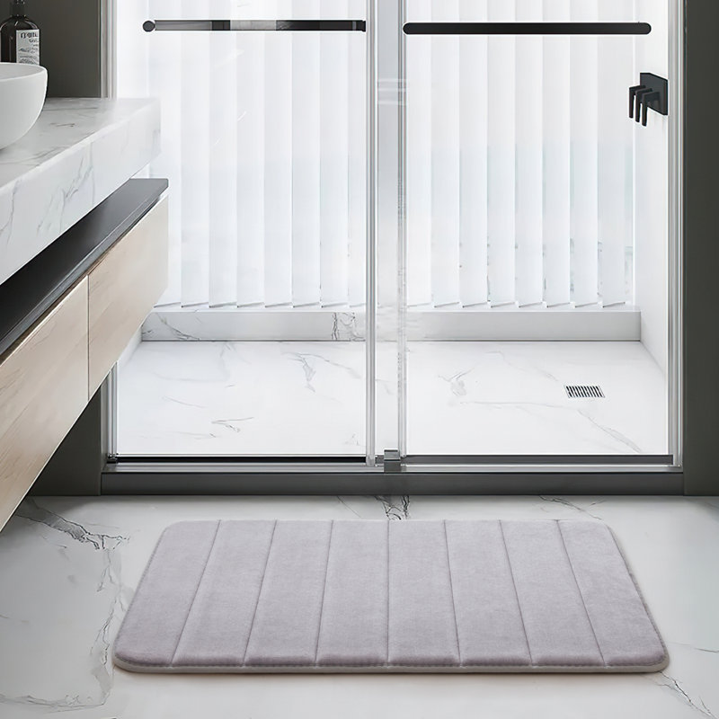 Nasier Memory Foam Non-Slip Bath Mat, Silver, 50x80