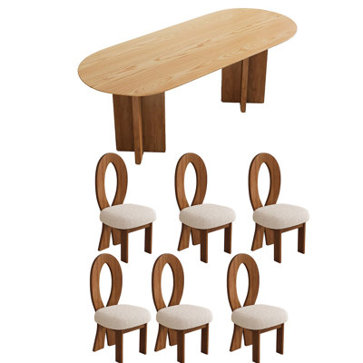 Solid Wood Durable Oval Dining Table Sets.