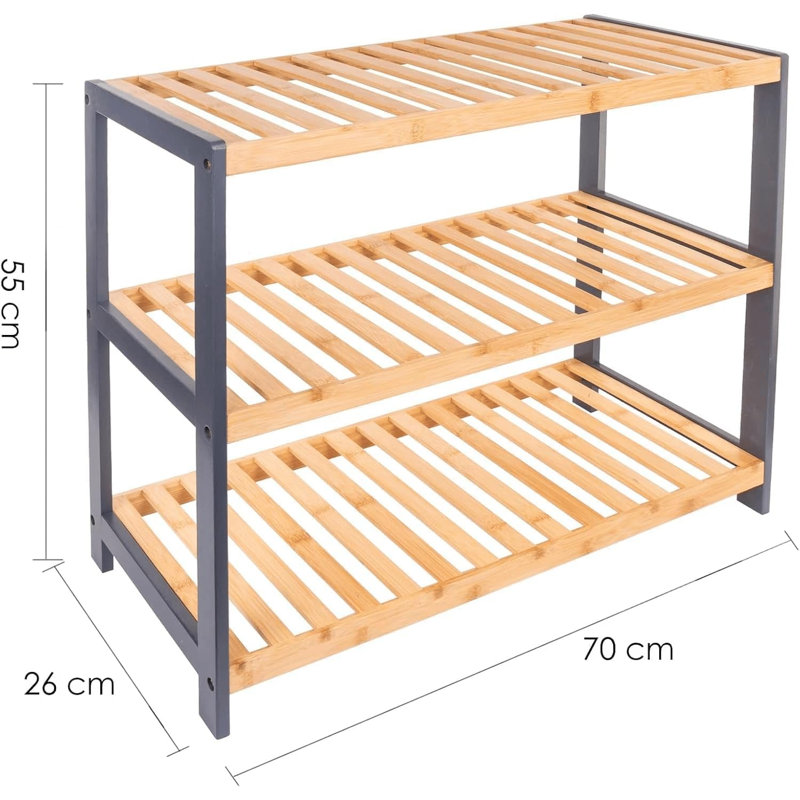 9 Pair Shoe Rack, Natural/Grey