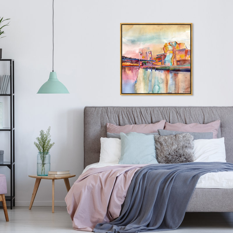 «Maja Wronska» - Peinture sur toile, H 30 po x l 30 po, Cadre doré