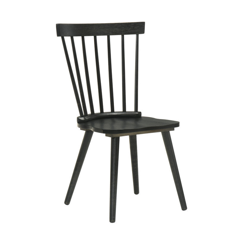 Ensemble 2 pièces de chaises de salle à manger en bois massif - Conception de ferme rustique avec assemblage facile, Noir