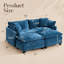 Canapé d'angle à deux places en chenille de 198 cm avec deux poufs-43944371-43944383