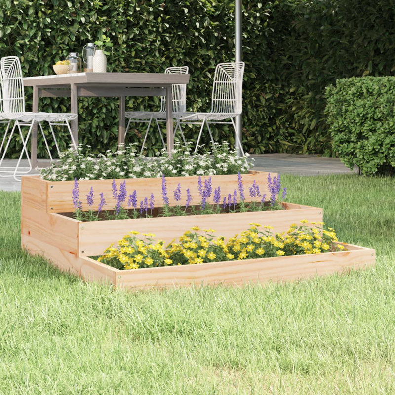 Anneclaar Self-Watering Wood Raised Garden Bed, Oak, 27cm H x 78cm W x 78cm D