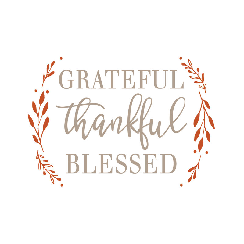 Grateful Thankful Blessed Tan And Orange - Wrapped Canvas Print, 30cm H x 30cm W x 3.8cm D