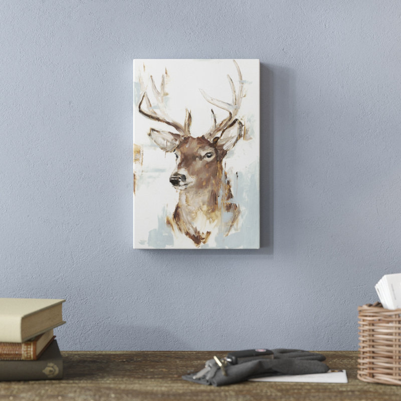 «Modern Deer Mount II» par Ethan Harper, reproduction d'art sur toile, H 12 po x l 8 po, Toile tendue