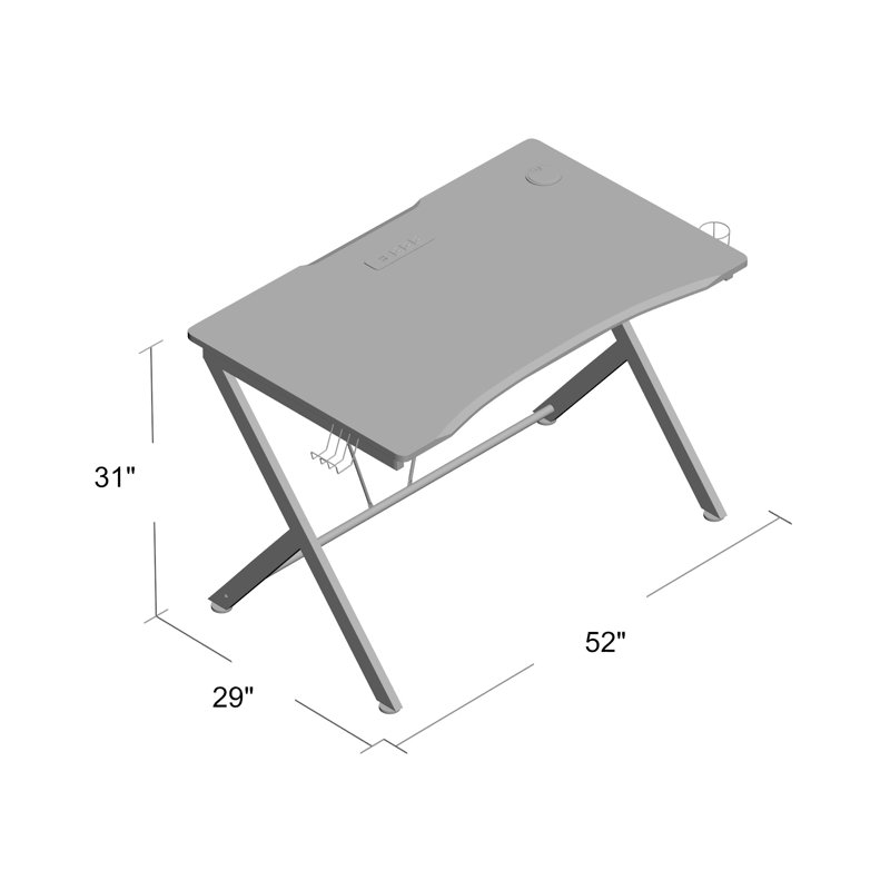 Tilly Steel Computer Desk with Built-In Electrical Outlet
