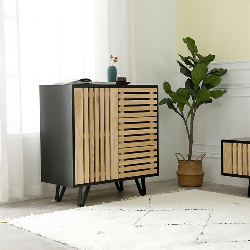 Modern Black Solid Wood Sideboard