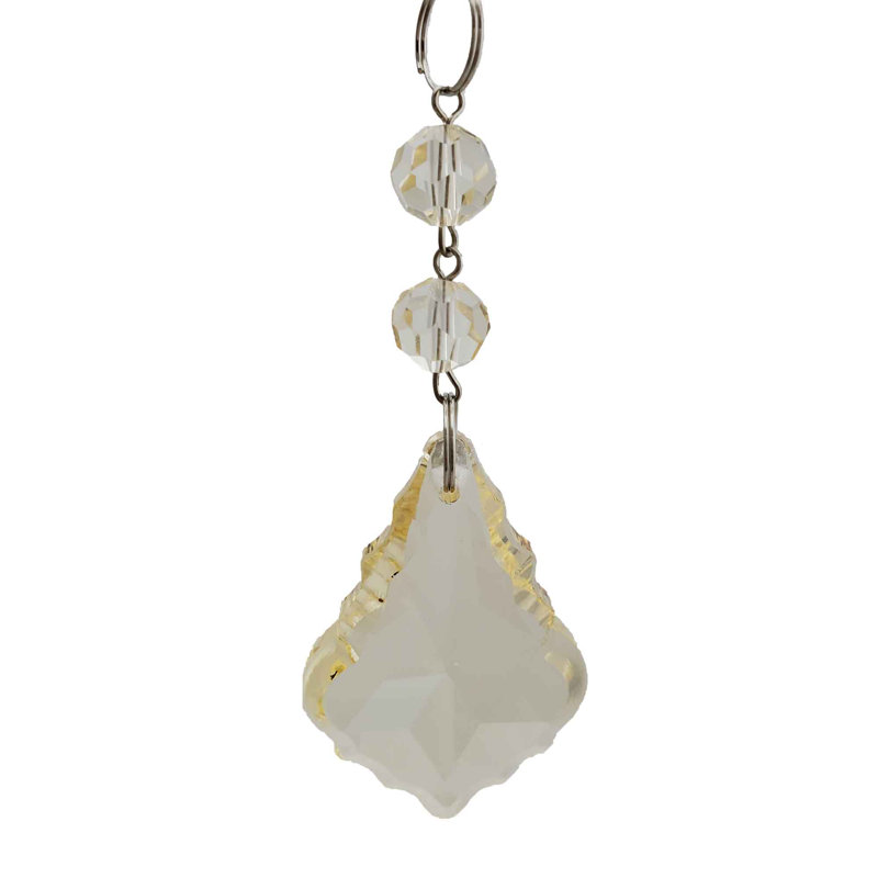 Ornement en forme de feuille de cristal en forme de fleuron, Champagne, H 4 po x l 2 po x P 1,25 po