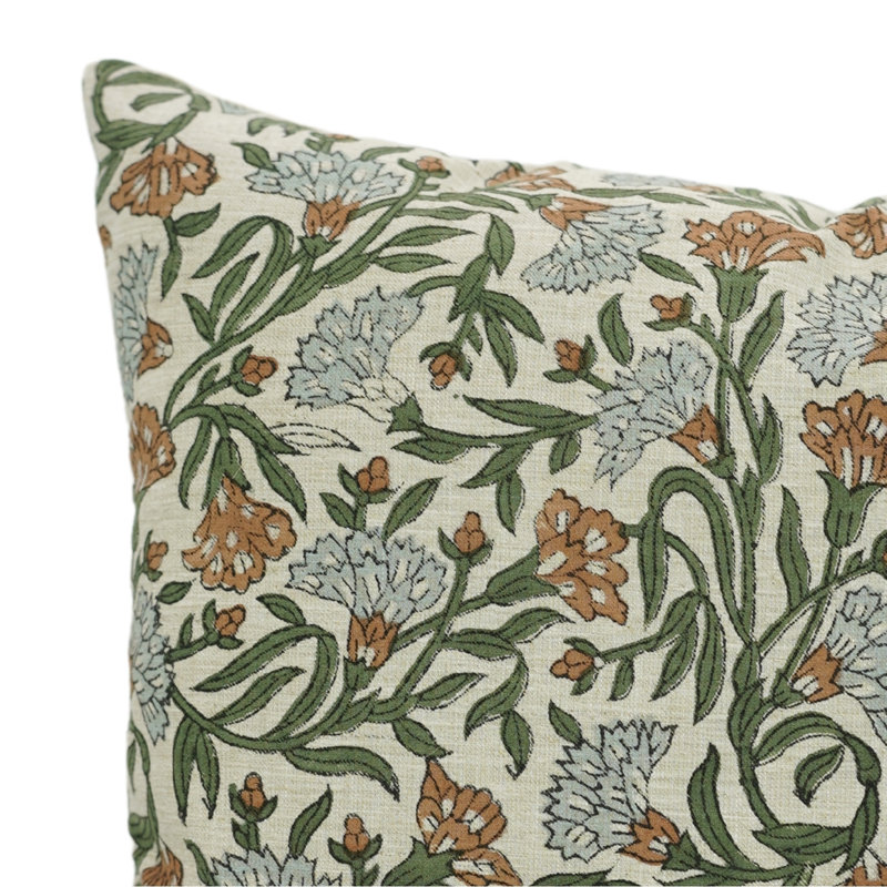 Coussin décoratif décoratif à motif floral Fab divine, H 20 po x l 20 po, Brun / vert floral / imprimé en bloc, Carré