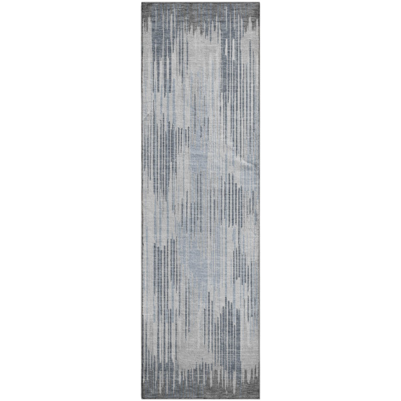 Premium Machine Washable Prisco Gray Rug, Runner 2'3" x 7'6"