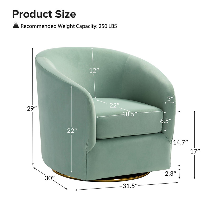 Fauteuil demi-tonneau en velours Holden, Sauge