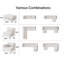Très grand canapé modulaire modulaire avec revêtement en velours côtelé luxueux, causeuse moderne surdimensionnée, assemblage sans outil-114216428