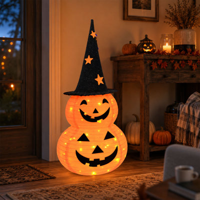 Décoration d'Halloween de citrouille lumineuse de 90 cm avec 8 modes