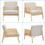 Ensemble de 2 fauteuils de salon rembourrés en lin avec sangles en rotin, cadres en bois d'hévéa et sièges en mousse pour les patios