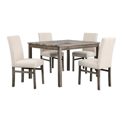 Chêne - table de salle à manger rectangulaire de 48 pouces de couleur et 4 chaises d'appoint rembourrées, 5 pièces transitionnelles pour une pièce chaleureuse