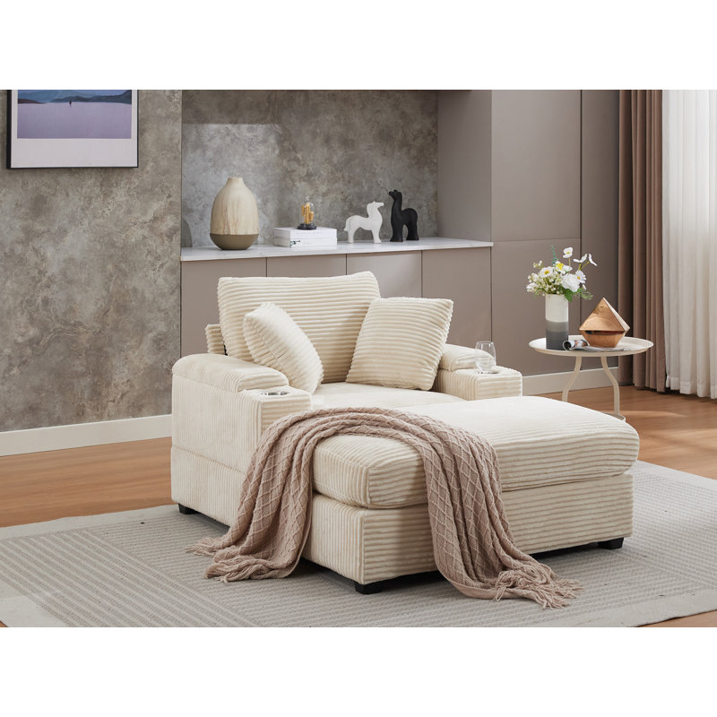 Upholstered Chaise Lounge, Beige