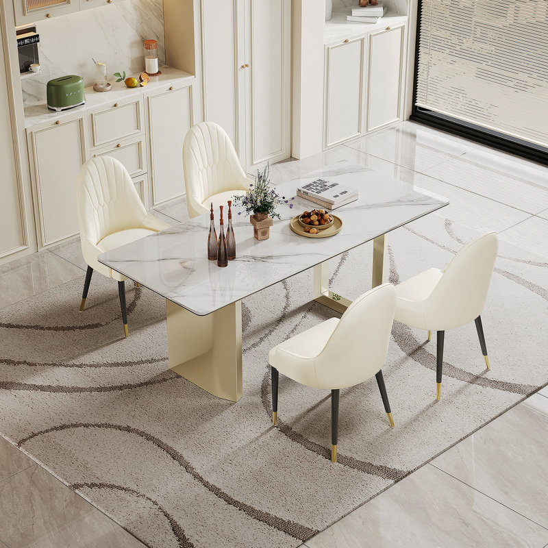 Table de salle à manger en verre fritté de 0,47 po, base en acier inoxydable