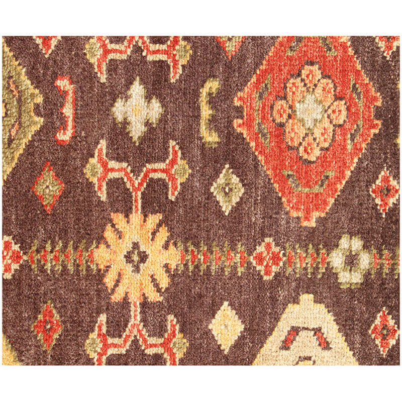 Hand-Knotted Brown & Beige Wool Area Rug 8' x 10' ft– Traditional Geometric Medallion Design