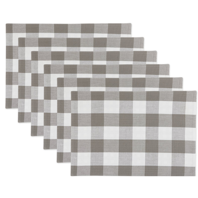 Ensemble de napperon en coton 4 pièces Fairley, Gris/blanc