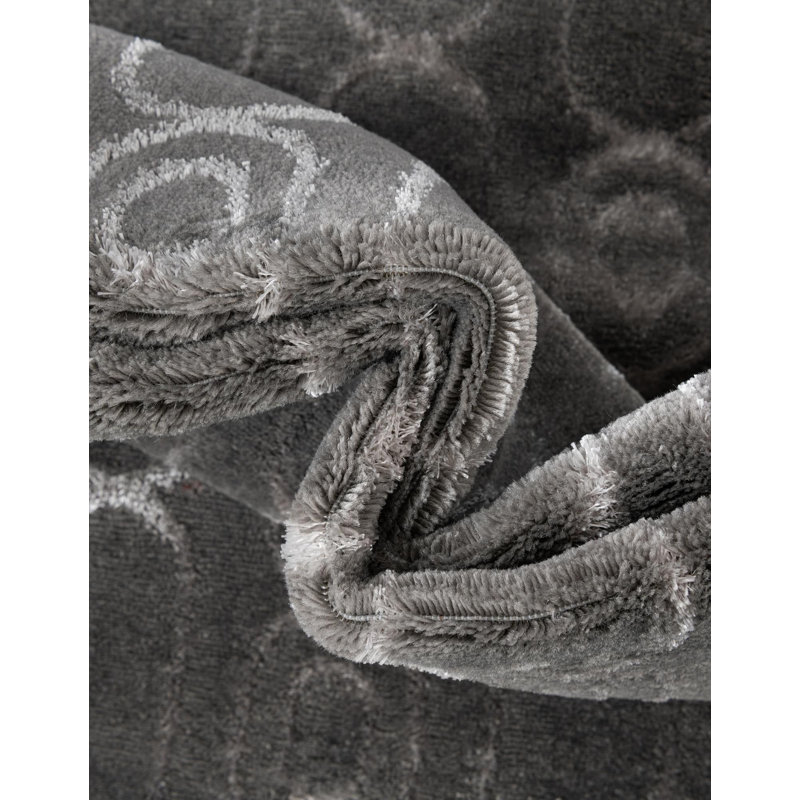 Tapis contemporain gris et argenté Vincente, Carré 7 pi 10 po