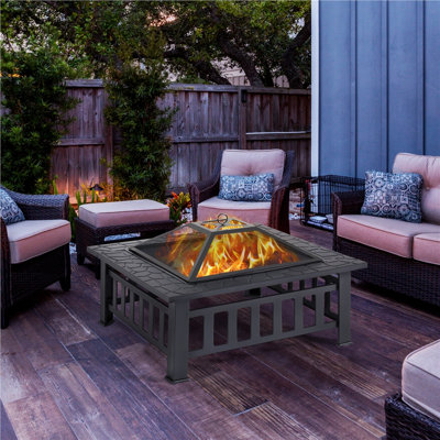 Hearthfolk Square Charcoal and Wood Burning Fire Pit