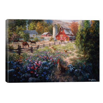 Grazing The Fertile Farmland by Nicky Boehme - Wrapped Canvas Painting
