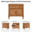 Table de chevet en bois de style champêtre avec station de recharge, tiroir et armoire de rangement à double porte, table d'appoint avec ports USB et Type-C pour chambre ou salon, couleur noyer brun