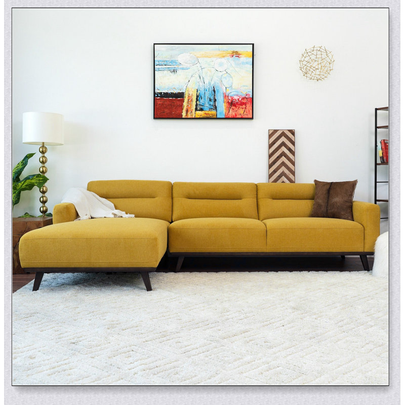 Ella L-Shaped Dark Yellow Linen Left Sectional Couch