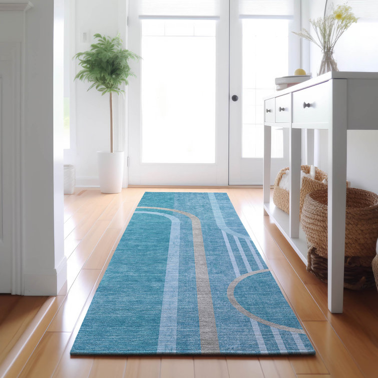 Premium Machine Washable Cerrito AMF532 Teal Rug