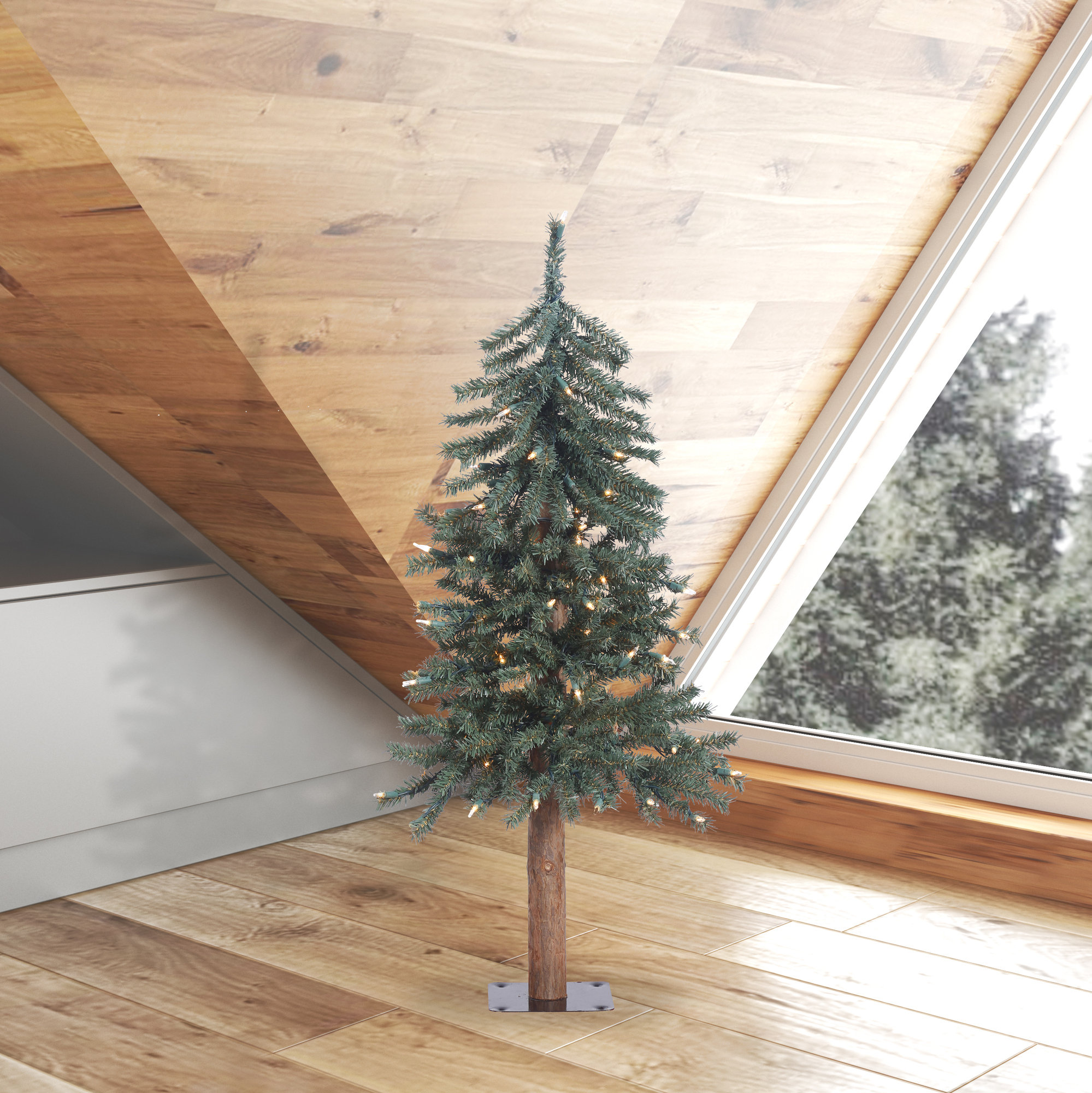 The Holiday Aisle® Natural Bark Alpine Artificial Christmas Tree