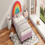 Lit plateforme tapissier simple Rainbow Design pour lit princesse pour garçons et filles, adolescents, coloré et rose