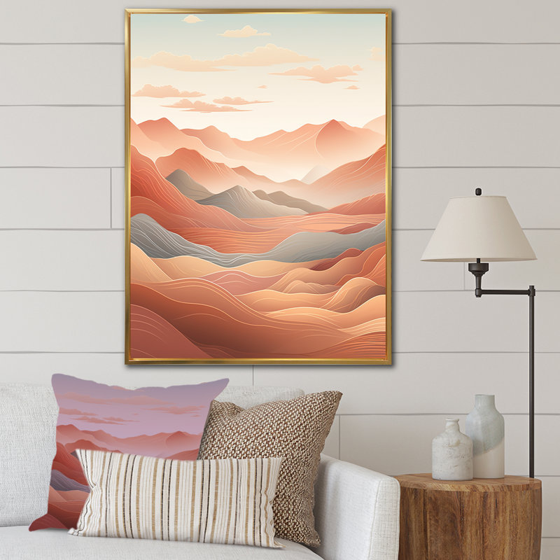 Reproduction d'art mural Canyon Desert Scenery Minimalisme II - Canyon, 44" H x 34" W, Gold Picture Framed