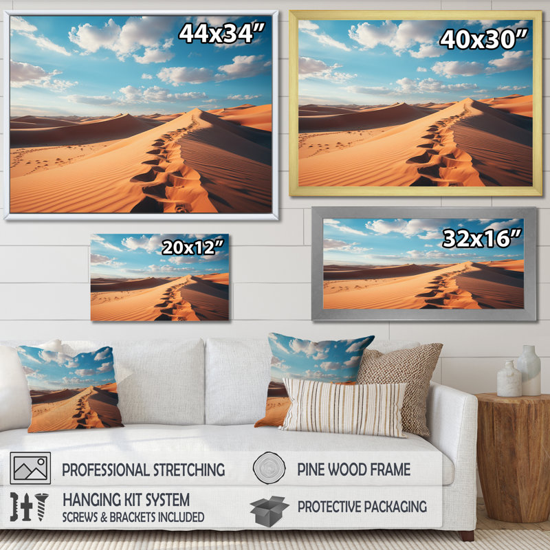 Desert Glamis Sand Dunes III - impression, H 16 po x l 32 po x P 1 po, Cadre flottant blanc