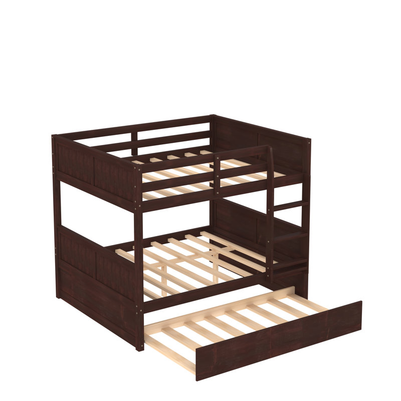 Gusella Kids Full Over Full Bunk Bed with Trundle, Espresso