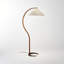 Lampe sur pied en bois massif, fer forgé et tissu