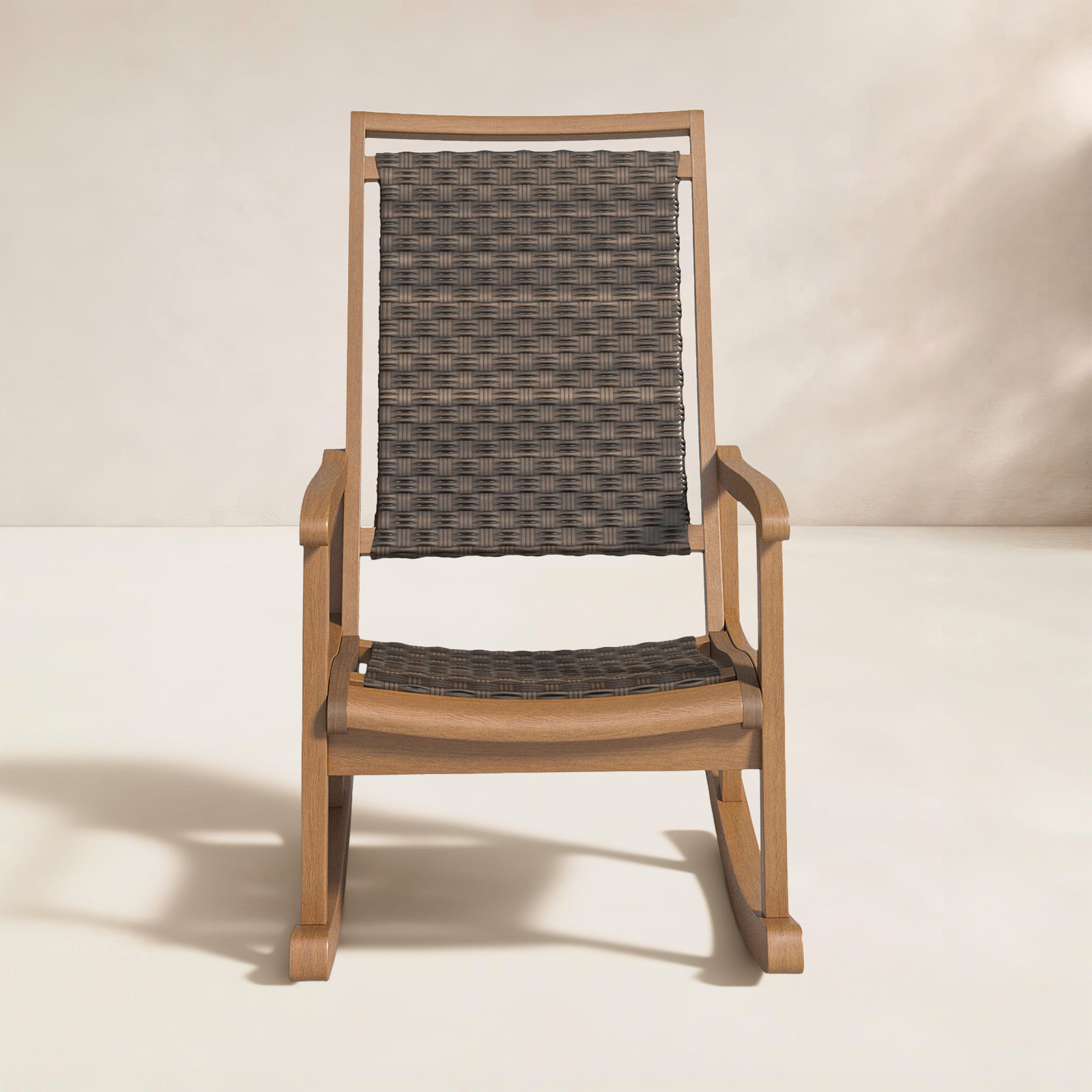 Arnot Eucalyptus Patio Rocking Chair, Brown