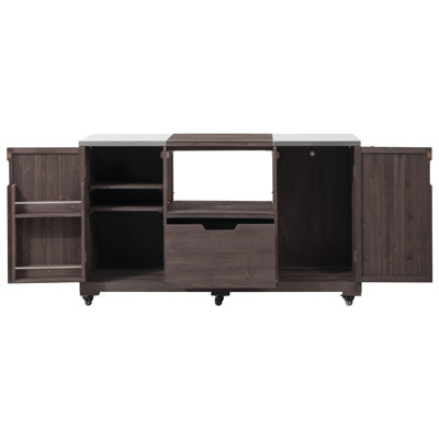 Halen 66.5" Rustic Outdoor Kitchen Island With Fir Wood And Stainless Steel