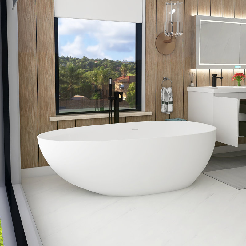 71“ Freestanding Soaking Solid Surface Bathtub