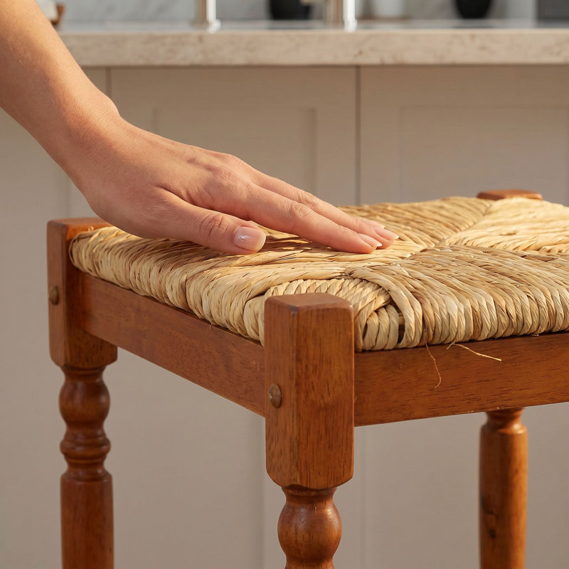 Chiem Counter Stool with Solid Wood Frame, Walnut, Counter Stool (24" Seat Height)