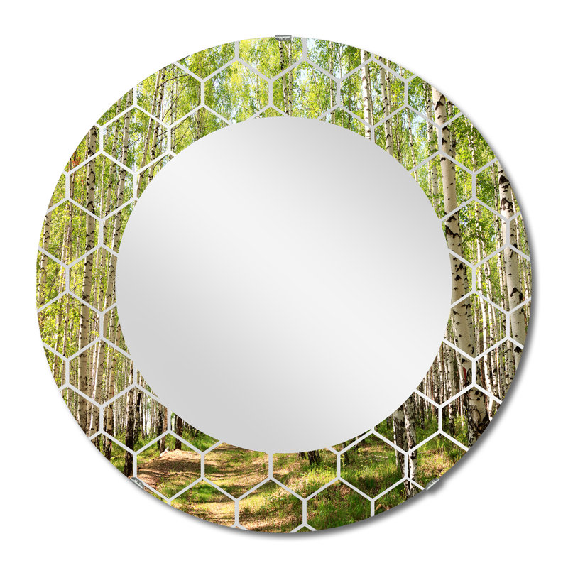 Sunlight Through The Green Birch - Miroir mural traditionnel, 24 po x 24 po