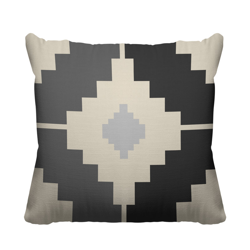 Coussin intérieur / extérieur Kele Southwestern, L 15 po x H 15 po, gris