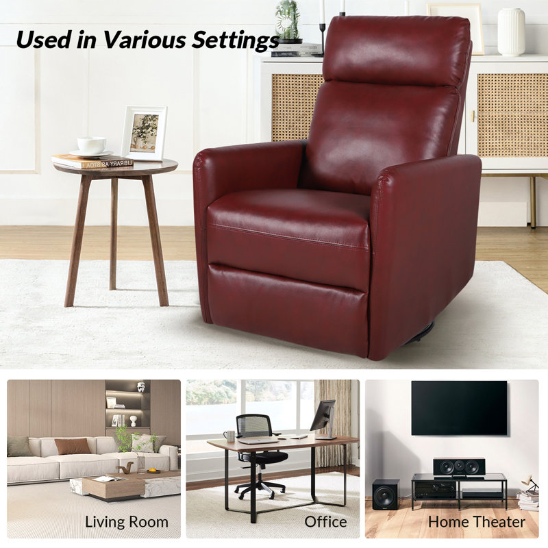 Fauteuil inclinable manuel pivotant en similicuir Gemius, Similicuir bourgogne