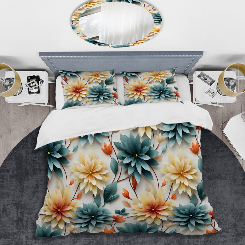 Magdalia Blissful Mindfulness Mediation - Ensemble de housse de couette floral - Microfibre de polyester