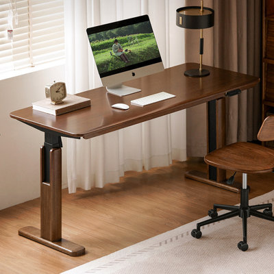 Bureau rectangulaire en bois massif noyer