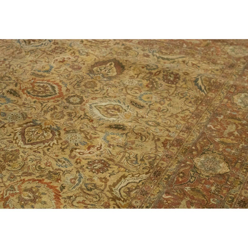 Wool Oriental Area Rug in Beige/Rust