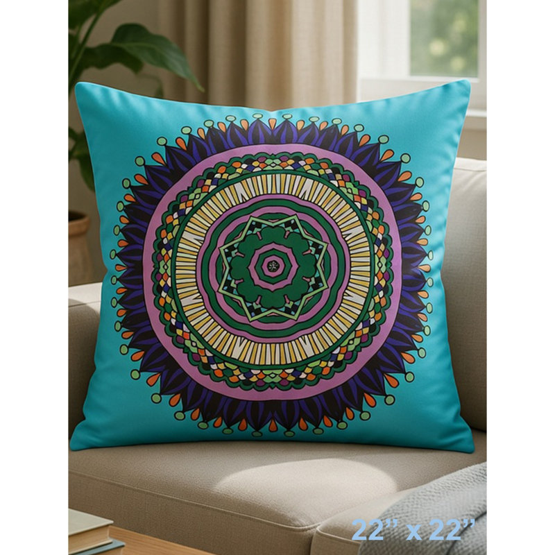 Imprimé géométrique sur coussin bleu