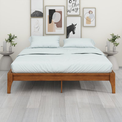 Base de lit plateforme en bois avec support en lattes de bois