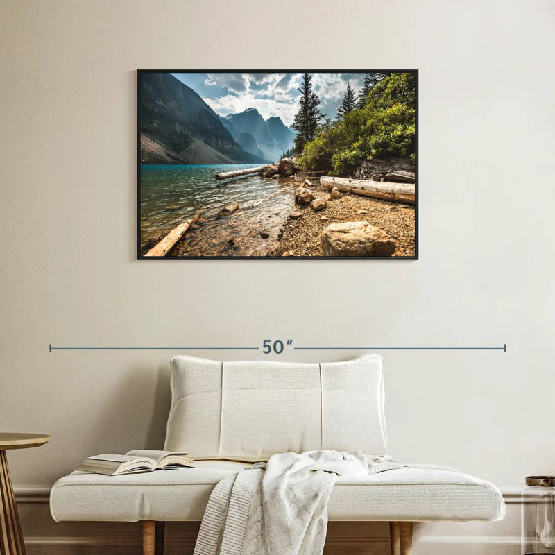 Moraine Lake Waterfront, Cadre flottant noir, 37 po x 25 po